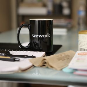 mug and office supplies