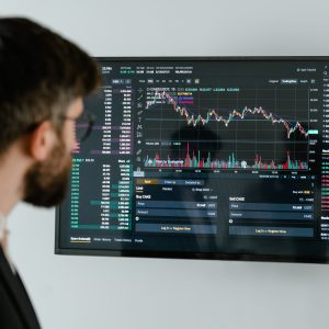 man looking on a trading chart